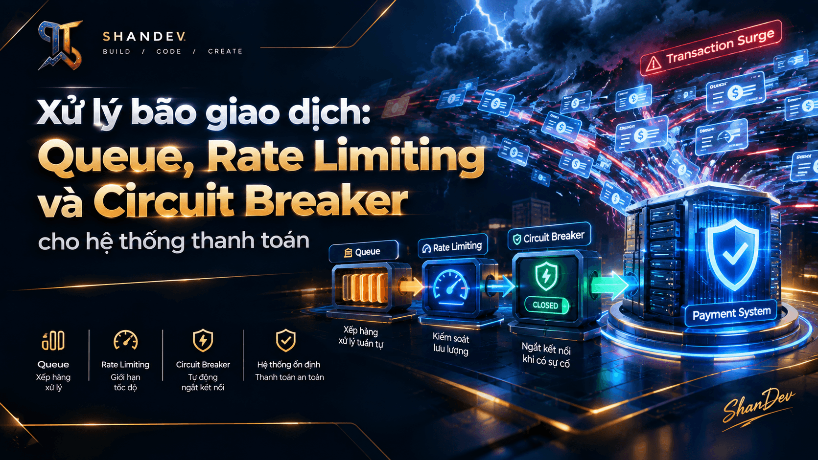 Thumbnail for Xử lý bão giao dịch: Queue, Rate Limiting và Circuit Breaker cho hệ thống thanh toán