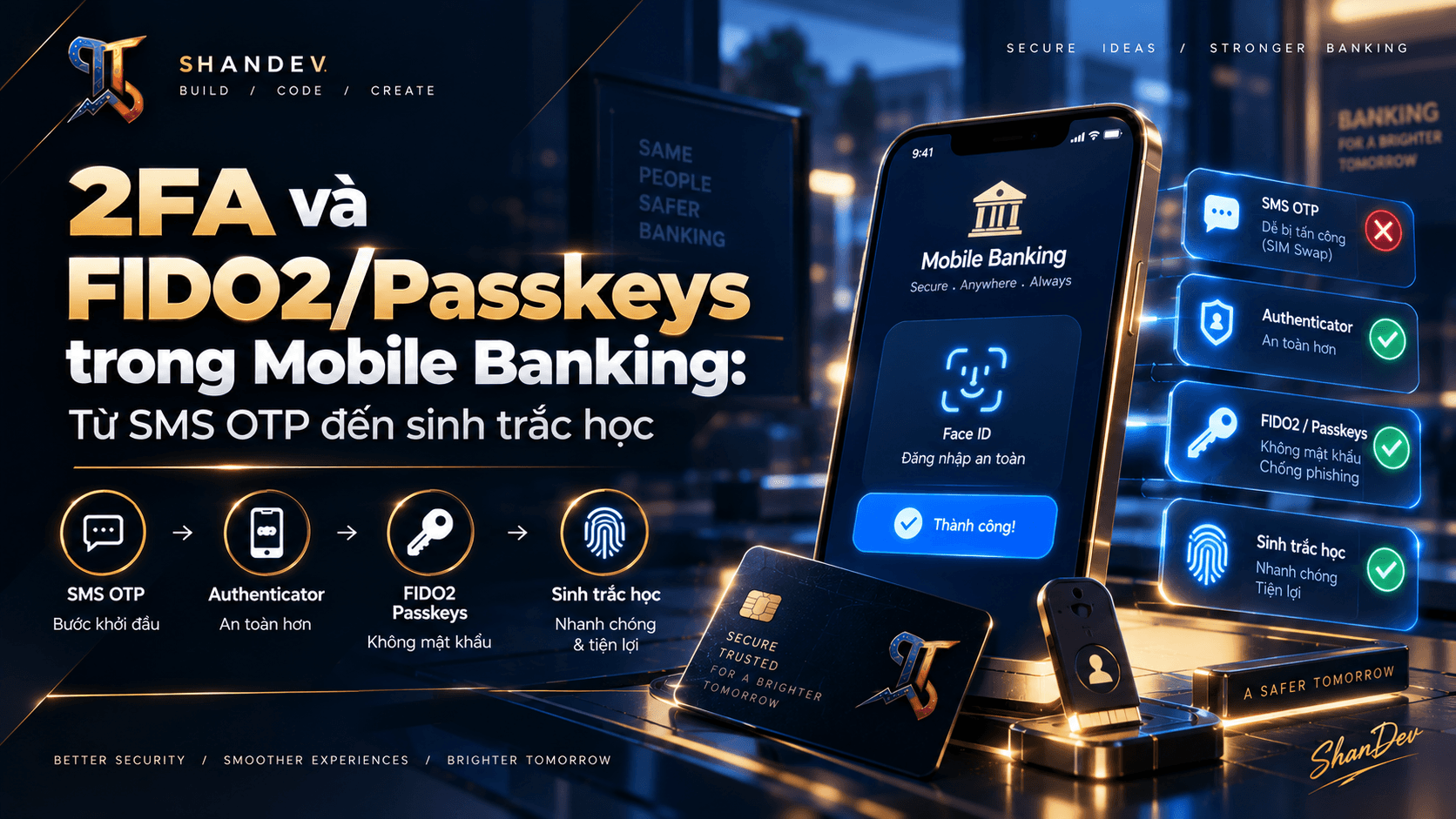 Thumbnail for 2FA và FIDO2/Passkeys trong Mobile Banking: Từ SMS OTP đến sinh trắc học