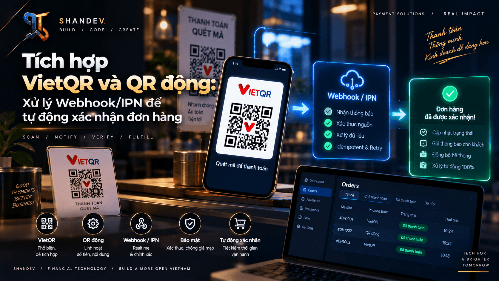 Thumbnail for Tích hợp VietQR và QR động: Xử lý Webhook/IPN để tự động xác nhận đơn hàng