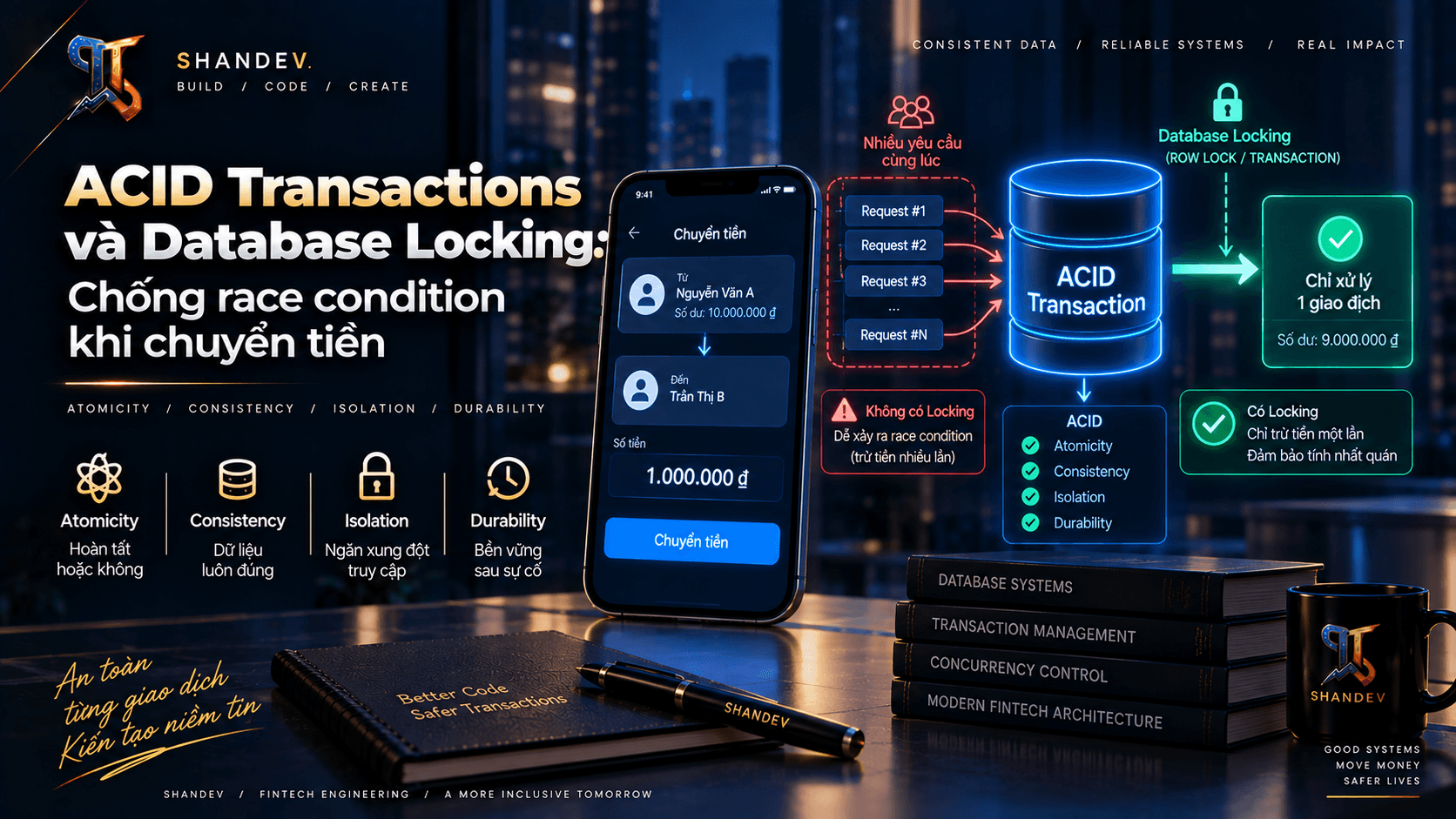 Thumbnail for ACID Transactions và Database Locking: Chống race condition khi chuyển tiền