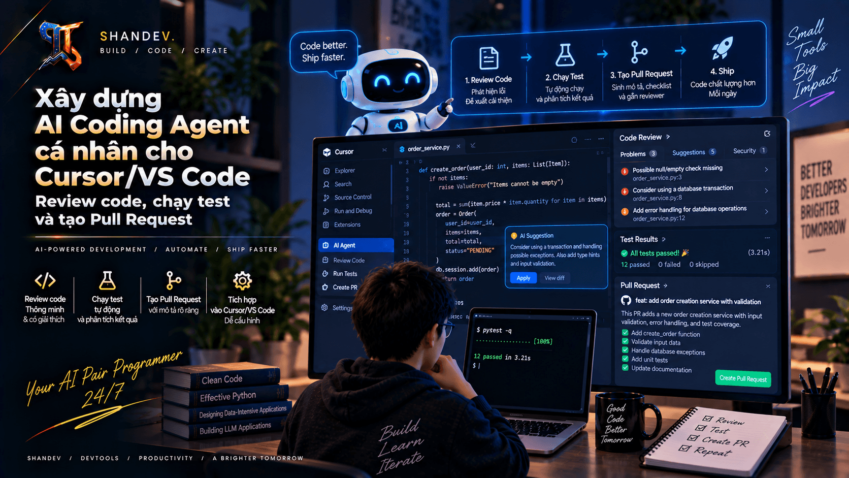 Thumbnail for Xây dựng AI Coding Agent cá nhân cho Cursor/VS Code: Review code, chạy test và tạo Pull Request