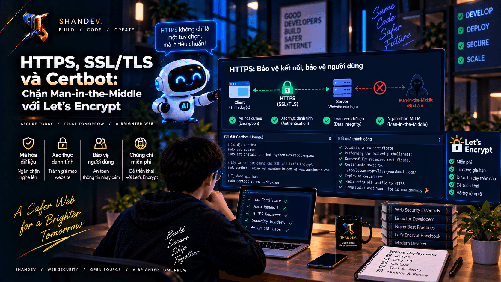 Thumbnail for HTTPS, SSL/TLS và Certbot: Chặn Man-in-the-Middle với Let's Encrypt