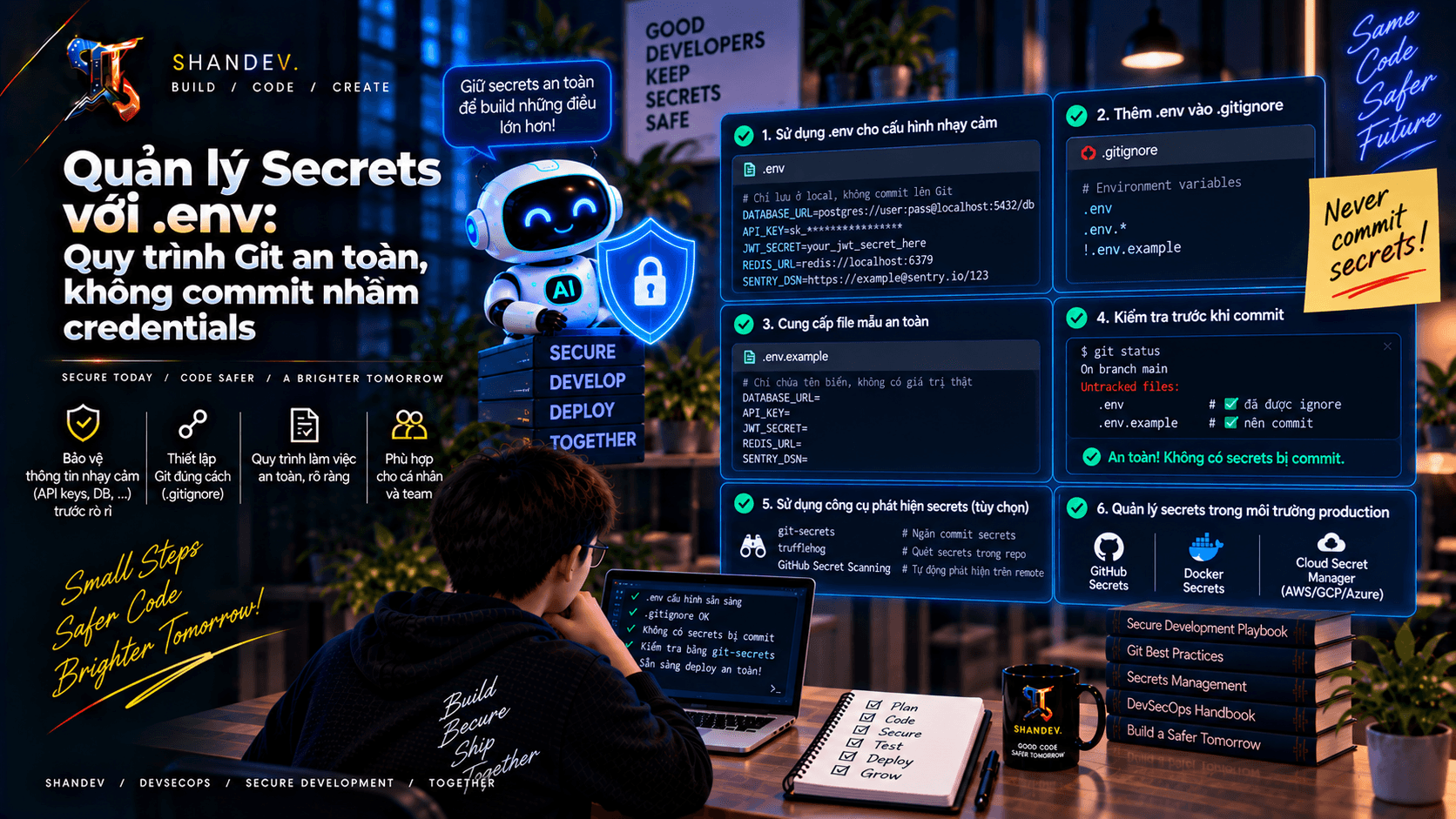 Thumbnail for Quản lý Secrets với .env: Quy trình Git an toàn, không commit nhầm credentials