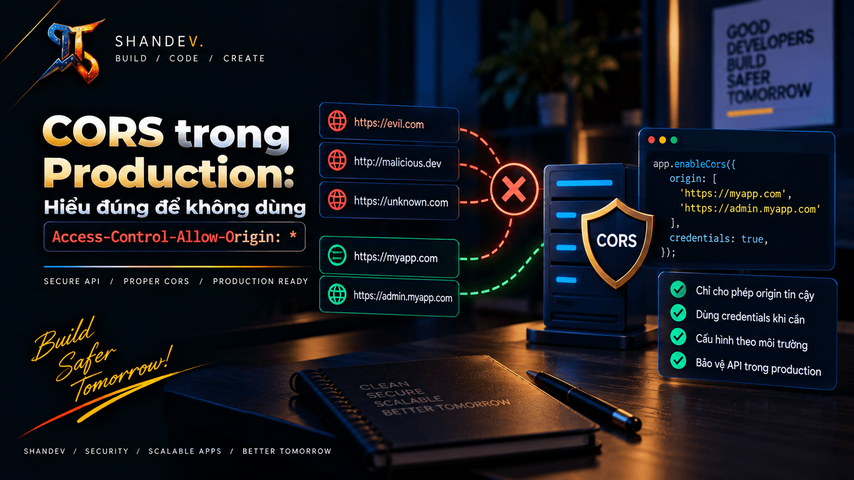 Thumbnail for CORS trong Production: Hiểu đúng để không dùng Access-Control-Allow-Origin: *
