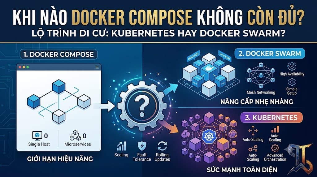 Thumbnail for Khi nào Docker Compose không còn đủ? Chuyển sang Kubernetes hoặc Docker Swarm