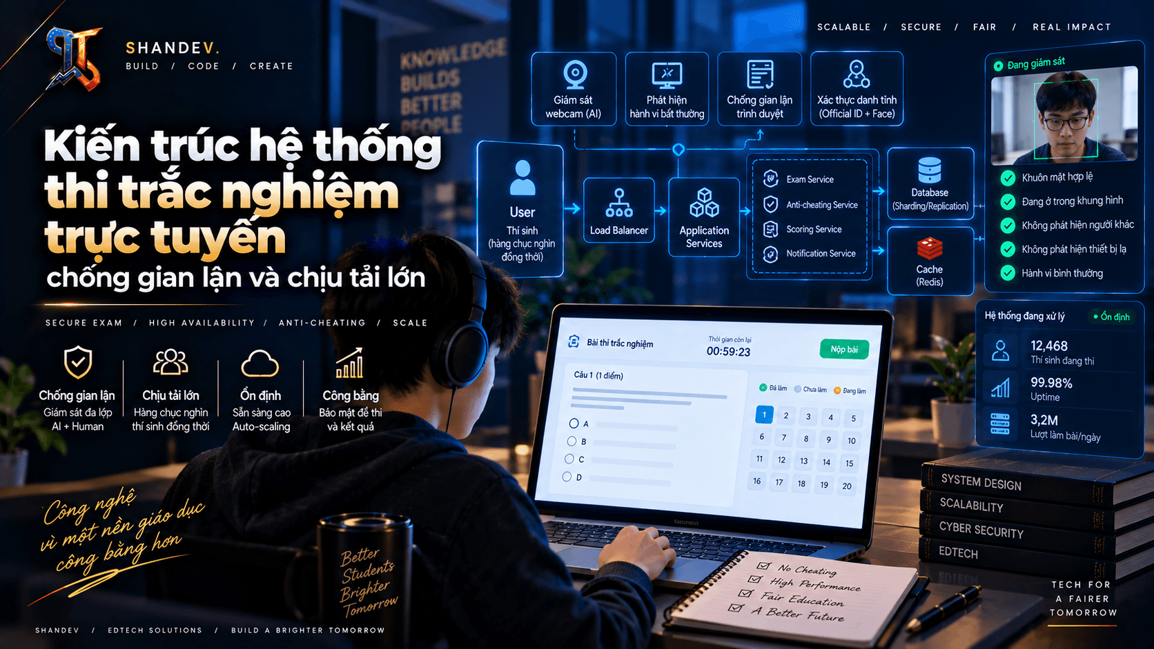 Thumbnail for Kiến trúc hệ thống thi trắc nghiệm trực tuyến chống gian lận và chịu tải lớn