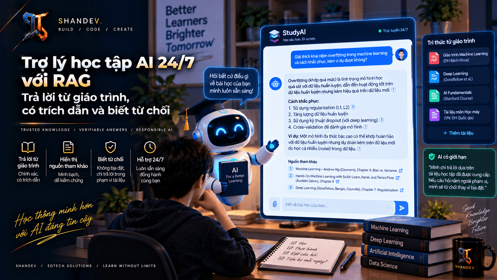 Thumbnail for Trợ lý học tập AI 24/7 với RAG: Trả lời từ giáo trình, có trích dẫn và biết từ chối