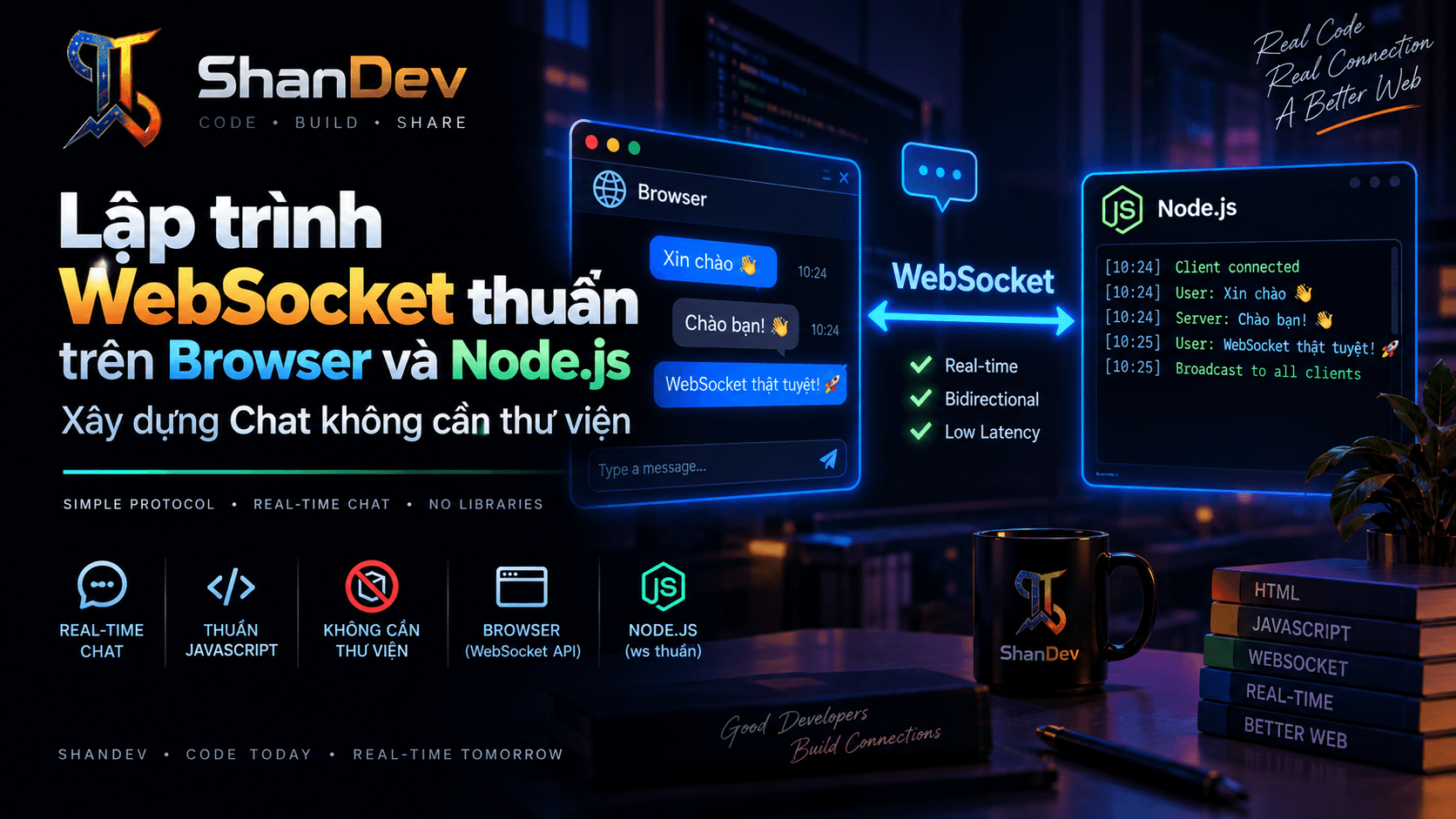 Thumbnail for Lập trình WebSocket thuần trên Browser và Node.js: Xây dựng Chat không cần thư viện